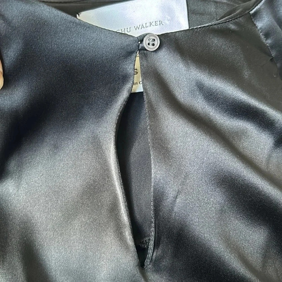Brochu Walker stretch silk tunic black keyhole pockets Size S - Picture 3 of 6